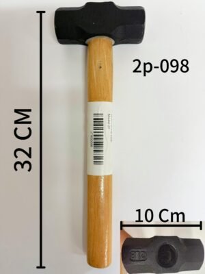 1 פטיש ראש פלדה שחור מתומן 1 ק"ג ידית עץ