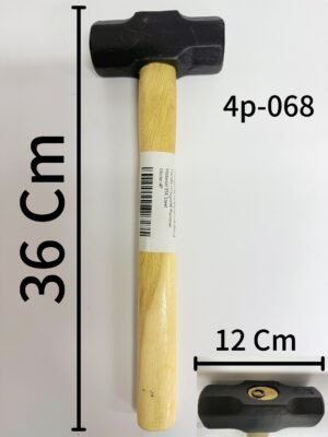 1 פטיש ראש פלדה שחור מתומן 2 ק"ג ידית עץ